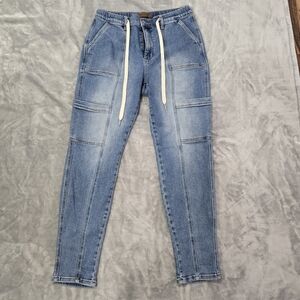 Judy Blue Jeans Womens 11/30 JB 88909 Denim Jogger Drawstring Waist Cargo Pocket